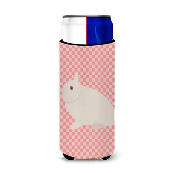 Carolines Treasures BB7964MUK Hermelin Rabbit Pink Check Michelob Ultra Hugger for Slim Cans