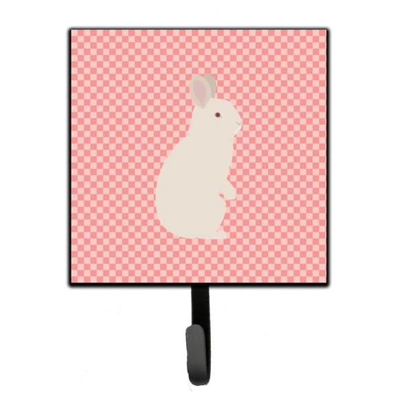 Carolines Treasures BB7965SH4 New Zealand White Rabbit Pink Check Leash or Key Holder