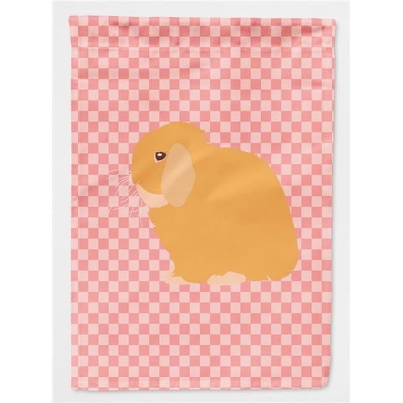 Carolines Treasures BB7968CHF Holland Lop Rabbit Pink Check Canvas House Flag