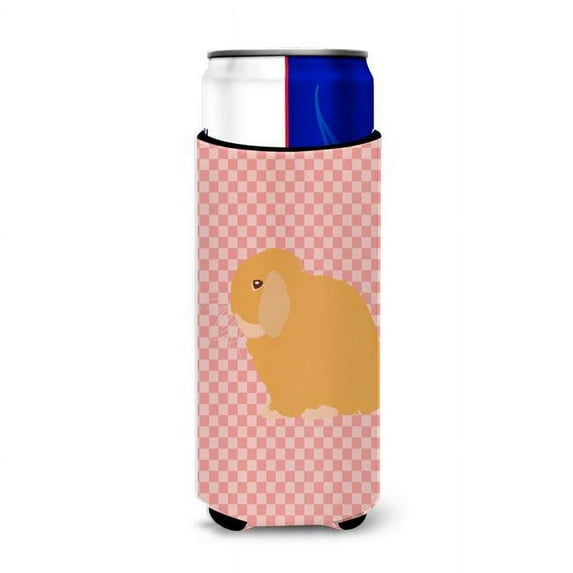 Carolines Treasures BB7968MUK Holland Lop Rabbit Pink Check Michelob Ultra Hugger for Slim Cans
