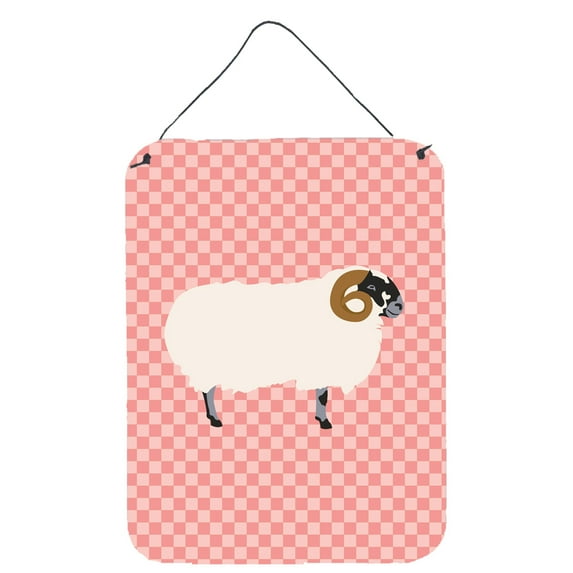 Caroline's Treasures BB7973DS1216 Scottish Blackface Sheep Pink Check Wall or Door Hanging Prints, 12x16, multicolor