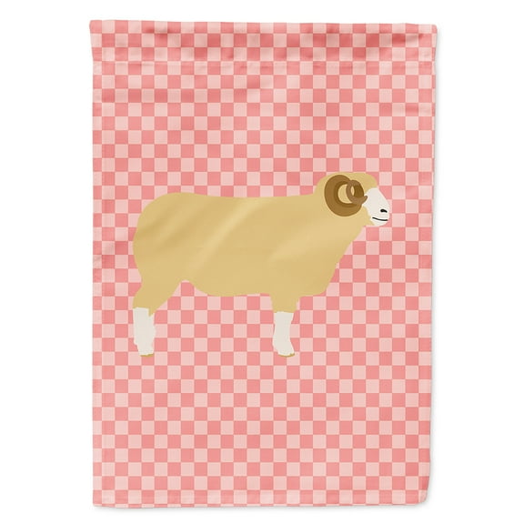 Carolines Treasures BB7980CHF Horned Dorset Sheep Pink Check Flag Canvas House