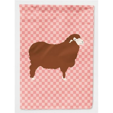 Carolines Treasures BB7981CHF Merino Sheep Pink Check Flag Canvas House