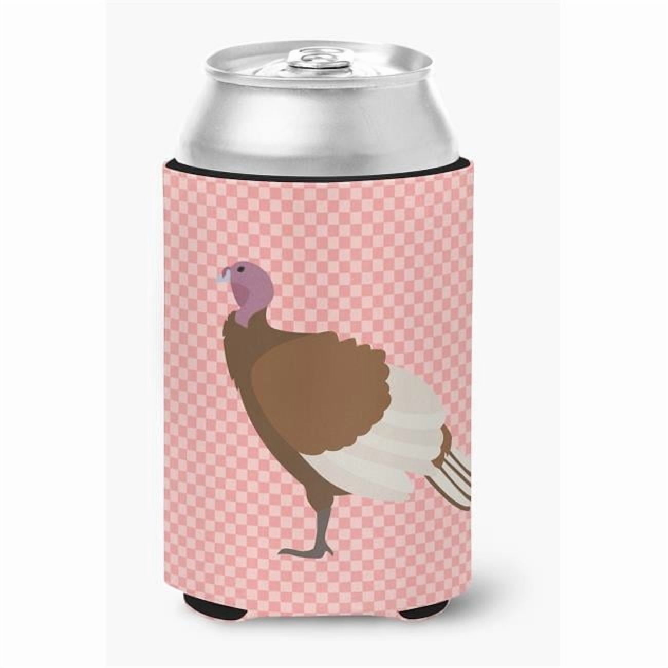 Carolines Treasures BB7982CC Bourbon Red Turkey Hen Pink Check Can or Bottle Hugger