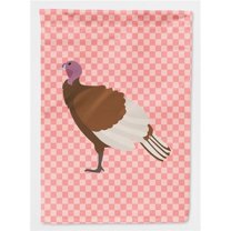 Caroline's Treasures BB7982GF Bourbon Red Turkey Hen Pink Check Flag Garden Size , Small, multicolor