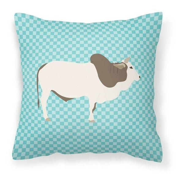 Carolines Treasures BB8004PW1818 Malvi Cow Blue Check Fabric Decorative Pillow, 18 x 18 in.
