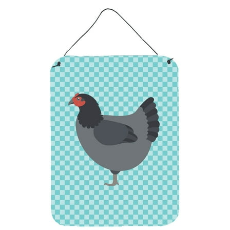 Caroline's Treasures BB8009DS1216 Jersey Giant Chicken Blue Check Wall or Door Hanging Prints, 12x16, multicolor