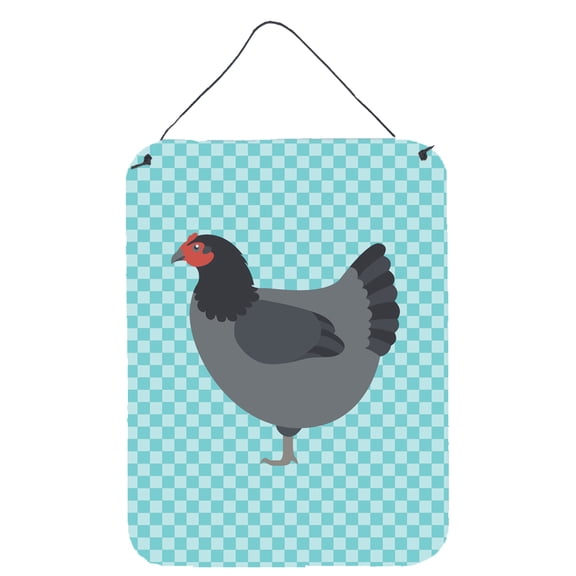Caroline's Treasures BB8009DS1216 Jersey Giant Chicken Blue Check Wall or Door Hanging Prints, 12x16, multicolor