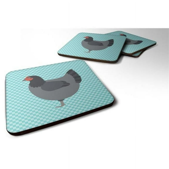 Carolines Treasures BB8009FC Jersey Giant Chicken Blue Check Foam Coaster, Set of 4