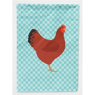 Carolines Treasures BB8017CHF New Hampshire Red Chicken Blue Check Flag Canvas House