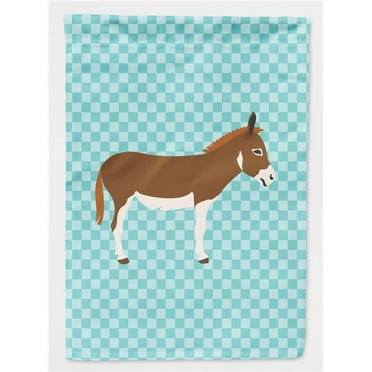 Carolines Treasures BB8021CHF Miniature Mediterranian Donkey Blue Check Flag Canvas House