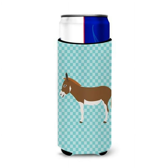 Carolines Treasures BB8021MUK Miniature Mediterranian Donkey Blue Check Michelob Ultra Hugger for Slim Cans