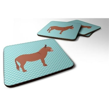 Carolines Treasures BB8022FC Irish Donkey Blue Check Foam Coaster, Set of 4