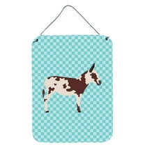 Caroline's Treasures BB8025DS1216 American Spotted Donkey Blue Check Wall or Door Hanging Prints, 12x16, multicolor