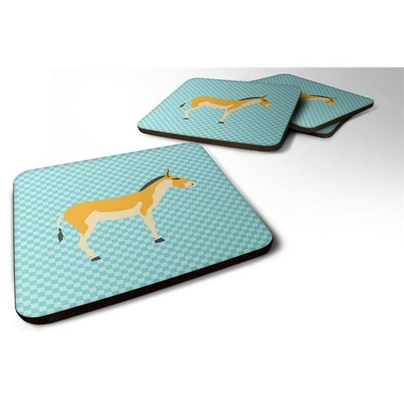 Carolines Treasures BB8028FC Turkmenian Kulan Donkey Blue Check Foam Coaster, Set of 4