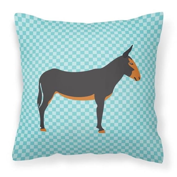Carolines Treasures BB8029PW1818 Catalan Donkey Blue Check Fabric Decorative Pillow, 18 x 18 in.