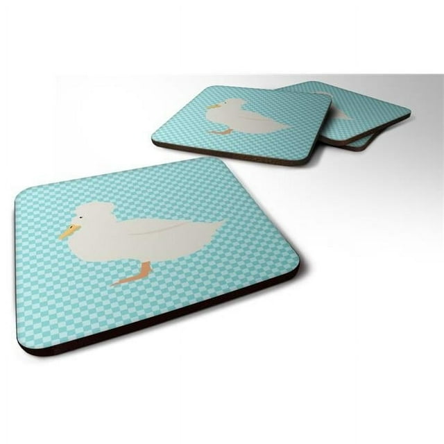 Carolines Treasures BB8031FC Crested Duck Blue Check Foam Coaster, Set of 4