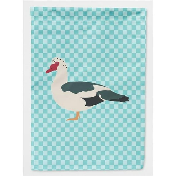 Carolines Treasures BB8038GF Muscovy Duck Blue Check Flag Garden Size