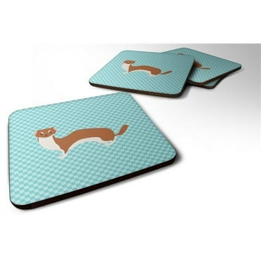 Carolines Treasures BB8044FC Weasel Blue Check Foam Coaster, Set of 4