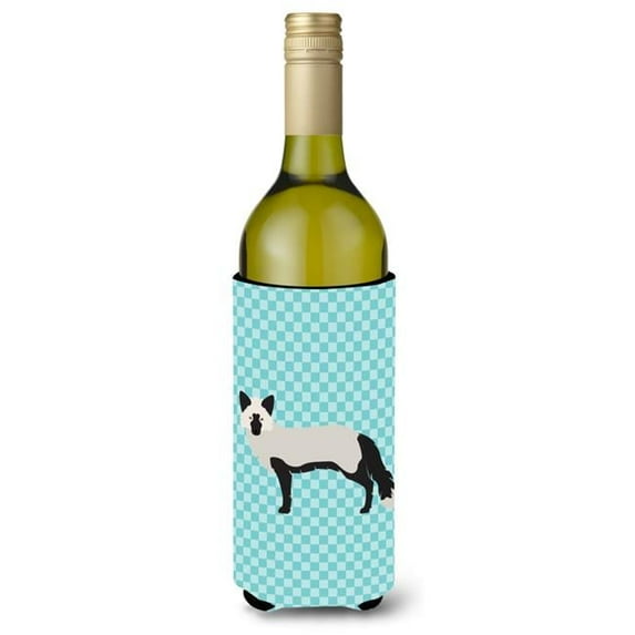 Carolines Treasures BB8045LITERK Silver Fox Blue Check Wine Bottle Beverge Insulator Hugger