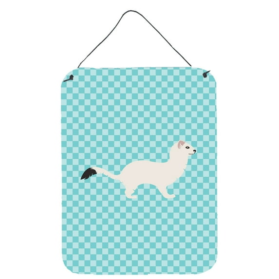 Caroline's Treasures BB8046DS1216 Stoat Short-tailed Weasel Blue Check Wall or Door Hanging Prints, 12x16, multicolor