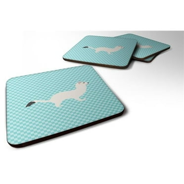Carolines Treasures BB8046FC Stoat Short-Tailed Weasel Blue Check Foam Coaster, Set of 4