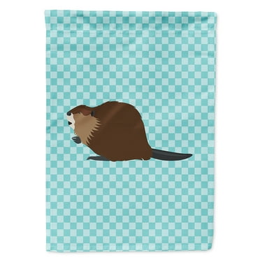 Carolines Treasures BB8047CHF Eurasian Beaver Blue Check Flag Canvas House