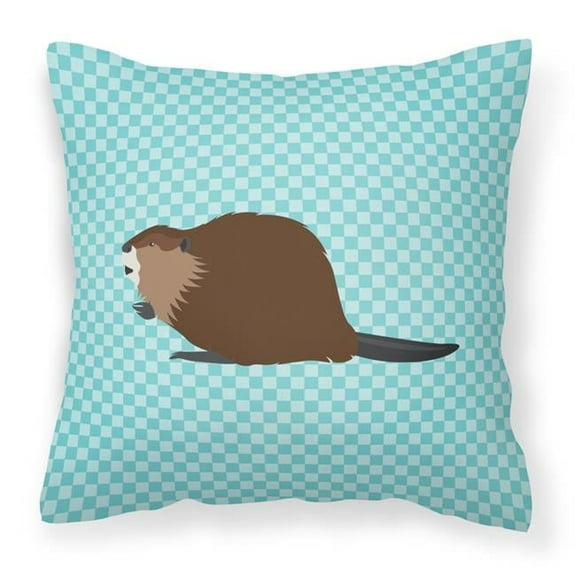 Carolines Treasures BB8047PW1818 Eurasian Beaver Blue Check Fabric Decorative Pillow, 18 x 18 in.