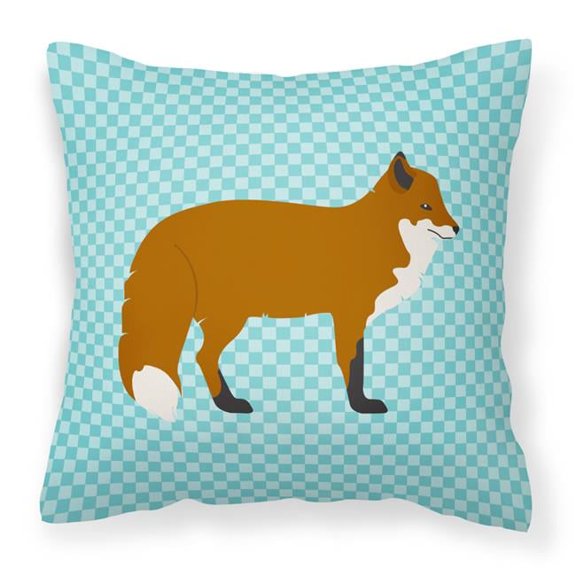Carolines Treasures BB8050PW1818 Red Fox Blue Check Fabric Decorative Pillow, 18 x 18 in.