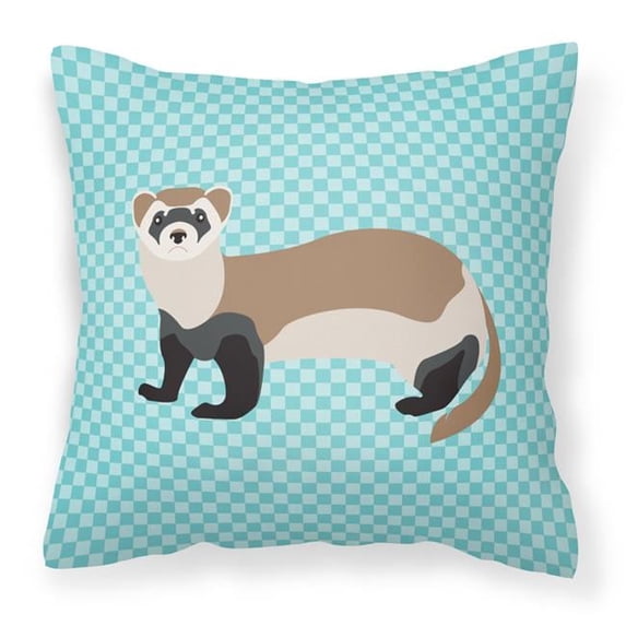 Carolines Treasures BB8052PW1818 Ferret Blue Check Fabric Decorative Pillow, 18 x 18 in.