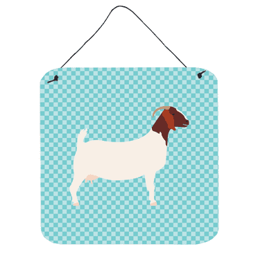 Carolines Treasures BB8060DS66 Boer Goat Blue Check Wall or Door Hanging Prints, 6 x 6 in.