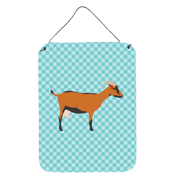 Carolines Treasures BB8062DS1216 Oberhasli Goat Blue Check Wall or Door Hanging Prints