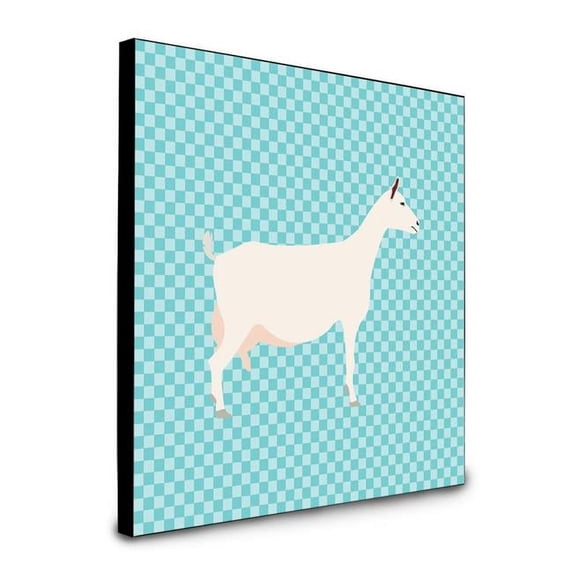 Carolines Treasures 8 x 8 x 0.625 in. Saanen Goat Blue Check Artwork Panel Wall Decor