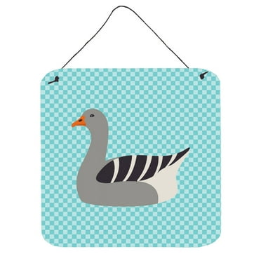Carolines Treasures BB8067DS66 Pilgrim Goose Blue Check Wall or Door Hanging Prints, 6 x 6 in.