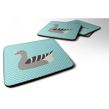 Carolines Treasures BB8067FC Pilgrim Goose Blue Check Foam Coaster, Set of 4