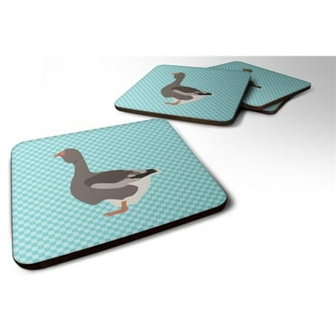 Carolines Treasures BB8071FC Toulouse Goose Blue Check Foam Coaster, Set of 4