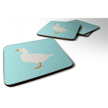Carolines Treasures BB8074FC Shire Horse Blue Check Foam Coaster, Set of 4
