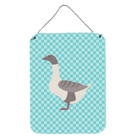 Caroline's Treasures BB8075DS1216 Buff Grey Back Goose Blue Check Wall or Door Hanging Prints, 12x16, multicolor