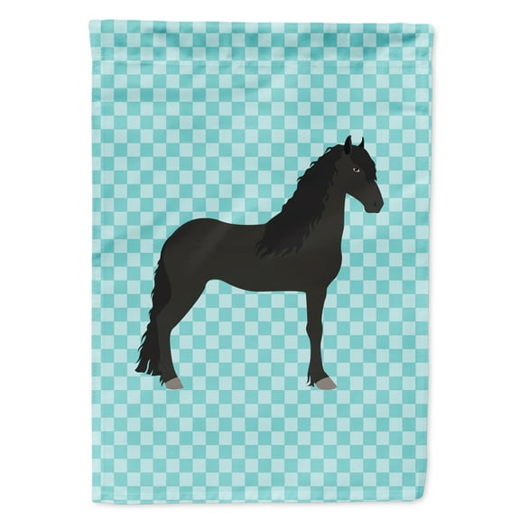Carolines Treasures BB8089GF Friesian Horse Blue Check Flag Garden Size