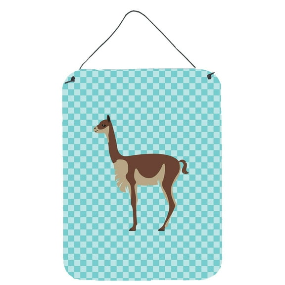 Caroline's Treasures BB8091DS1216 Vicugna or Vicuna Blue Check Wall or Door Hanging Prints, 12x16, multicolor
