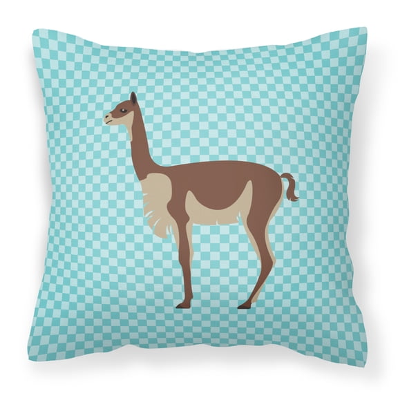 Vicugna or Vicuna Blue Check Fabric Decorative Pillow