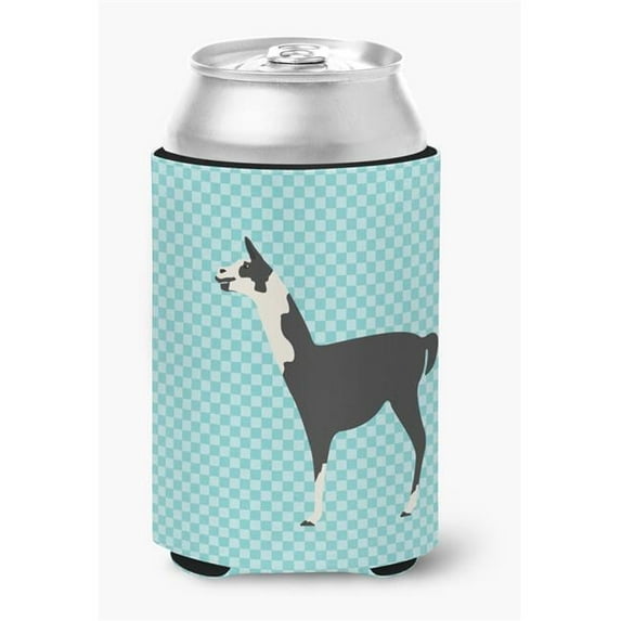 Carolines Treasures BB8092CC Llama Q Ara Blue Check Can or Bottle Hugger