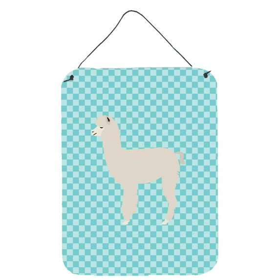 Carolines Treasures BB8093DS1216 Alpaca Blue Check Wall or Door Hanging Prints