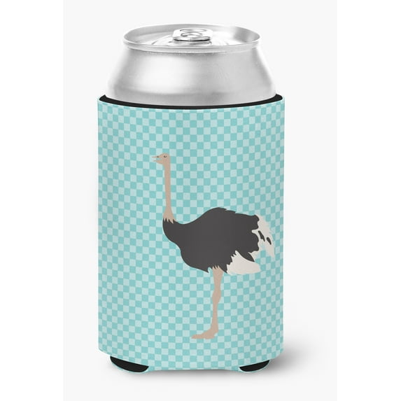 Caroline's Treasures BB8098CC Common Ostrich Blue Check Can or Bottle Hugger, Can Hugger, multicolor
