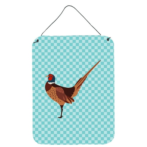 Carolines Treasures BB8104DS1216 Ring-necked Common Pheasant Blue Check Wall or Door Hanging Prints