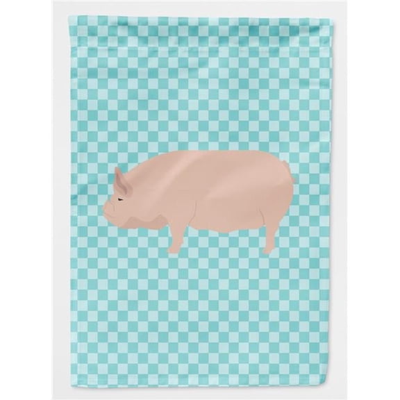 Caroline's Treasures BB8111CHF Welsh Pig Blue Check Flag Canvas House Size , Large, multicolor