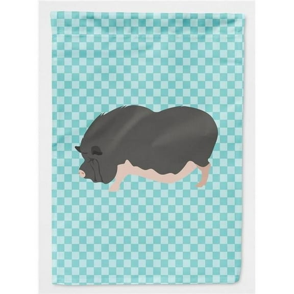 Caroline's Treasures BB8115CHF Vietnamese Pot-Bellied Pig Blue Check Flag Canvas House Size , Large, multicolor