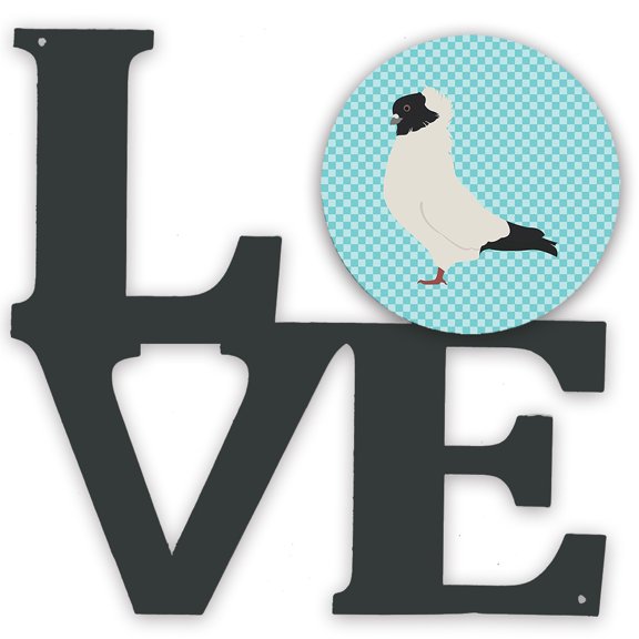 Caroline's Treasures BB8126WALV Nun Pigeon Blue Check Metal Wall Artwork LOVE, 12X12, multicolor