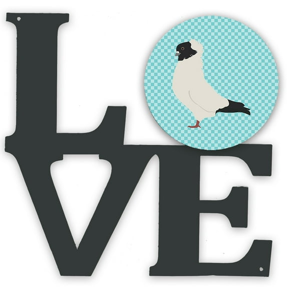 Caroline's Treasures BB8126WALV Nun Pigeon Blue Check Metal Wall Artwork LOVE, 12X12, multicolor