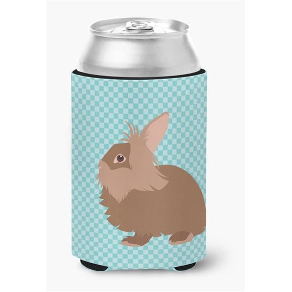 Carolines Treasures BB8134CC Lionhead Rabbit Blue Check Can or Bottle Hugger